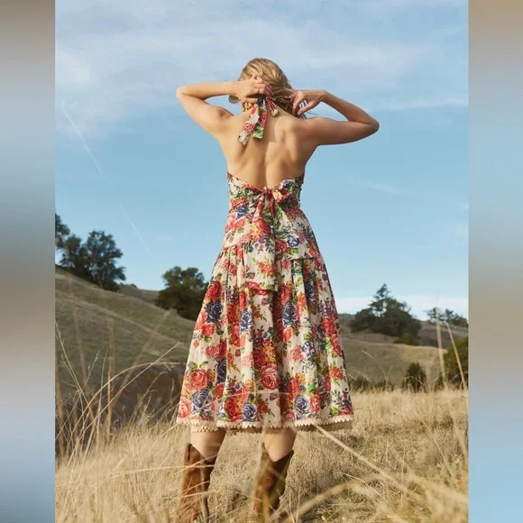 EDDY Krystal Modi Dress Blooming Floral Halter Neck Dress - Picture 3 of 10